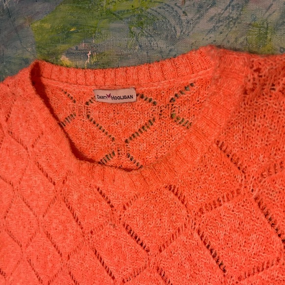 Dainty Hooligan Semi-Cropped Sweater - Neon Peach/Coral - Size M/L - Picture 4 of 10